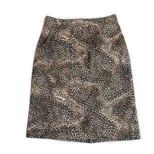 Briggs Animal Print Skirt 32” Waist Brown Black Leopard Stretch Knee Length 25”